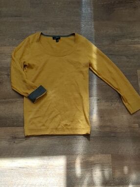 The Limited Mustard Yellow Knit Top with Gray Trim